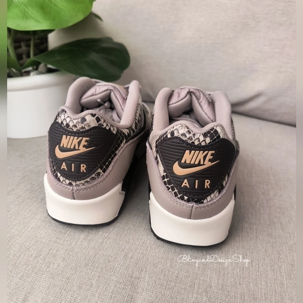Bling Womens Nike Air Max 90 Animal Print Customized Sneakers With Crystals - Picture 6 of 8